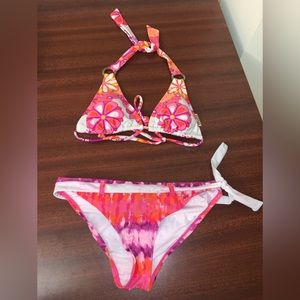 (XS) Mudd Floral Tie Dye Bikini Top and Bottom Set Bundle